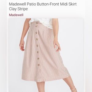 Madewell patio button front midi skirt clay stripe